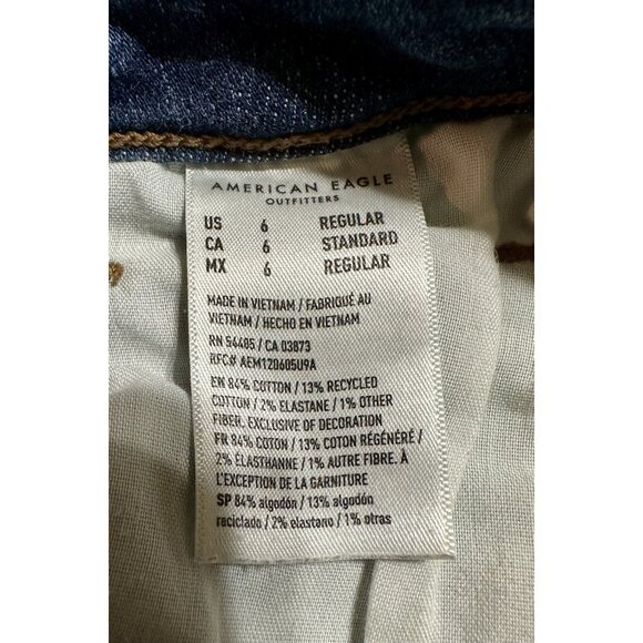 American Eagle Real Good Jeans Women Size 6 Stretch Denim Medium Wash Raw Hem - Picture 5 of 9